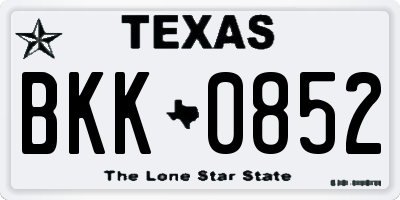 TX license plate BKK0852