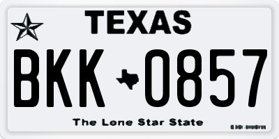 TX license plate BKK0857