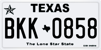 TX license plate BKK0858