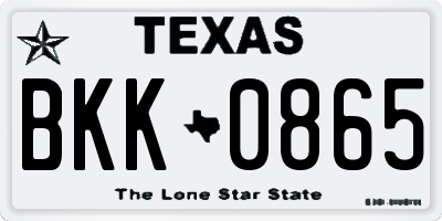 TX license plate BKK0865