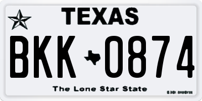 TX license plate BKK0874