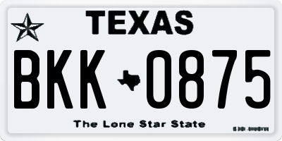 TX license plate BKK0875