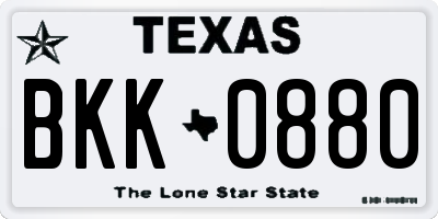 TX license plate BKK0880