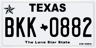 TX license plate BKK0882