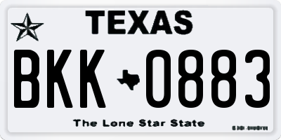 TX license plate BKK0883