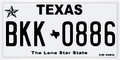 TX license plate BKK0886