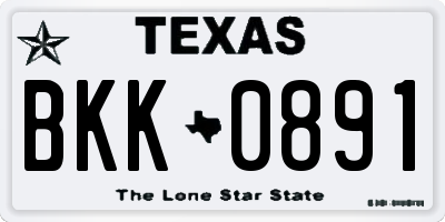TX license plate BKK0891