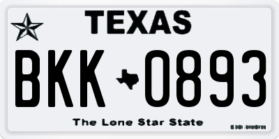 TX license plate BKK0893