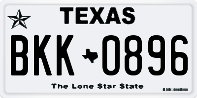 TX license plate BKK0896