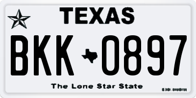 TX license plate BKK0897