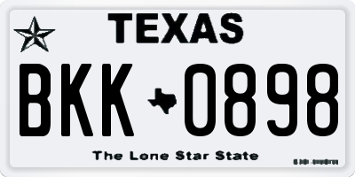 TX license plate BKK0898