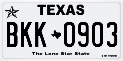 TX license plate BKK0903