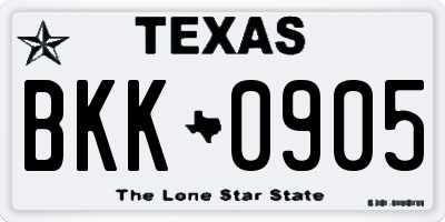 TX license plate BKK0905