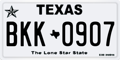 TX license plate BKK0907