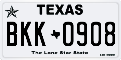 TX license plate BKK0908