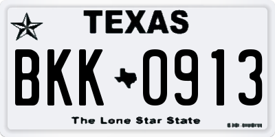 TX license plate BKK0913