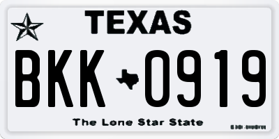 TX license plate BKK0919