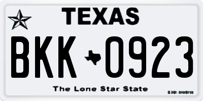 TX license plate BKK0923