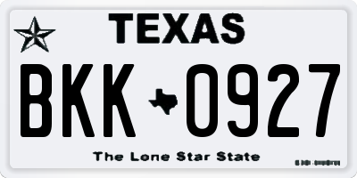 TX license plate BKK0927