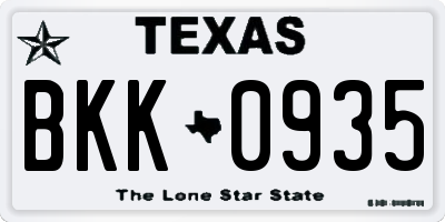 TX license plate BKK0935