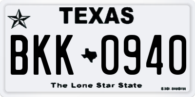 TX license plate BKK0940