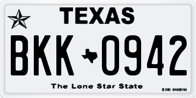 TX license plate BKK0942