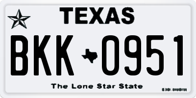 TX license plate BKK0951