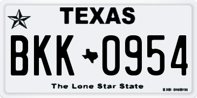 TX license plate BKK0954