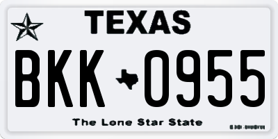 TX license plate BKK0955