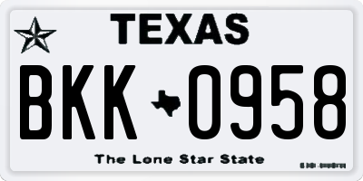 TX license plate BKK0958