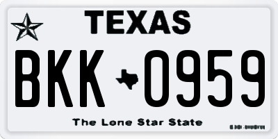TX license plate BKK0959