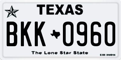 TX license plate BKK0960