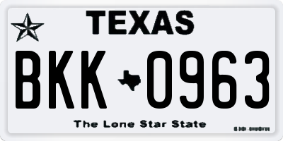 TX license plate BKK0963