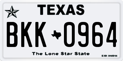 TX license plate BKK0964