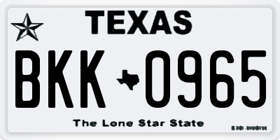 TX license plate BKK0965