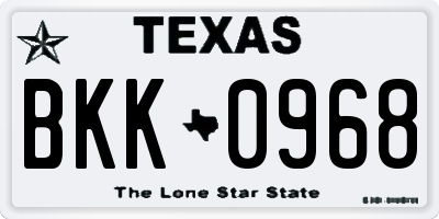TX license plate BKK0968