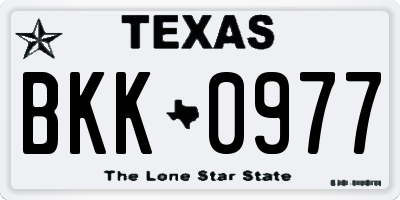 TX license plate BKK0977
