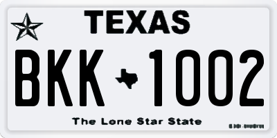 TX license plate BKK1002