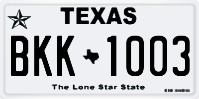 TX license plate BKK1003