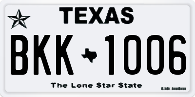 TX license plate BKK1006