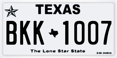 TX license plate BKK1007