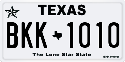 TX license plate BKK1010