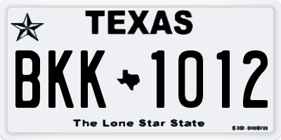TX license plate BKK1012