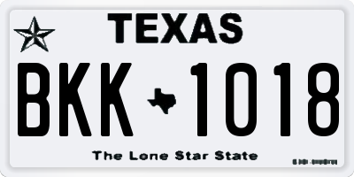 TX license plate BKK1018