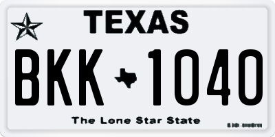 TX license plate BKK1040