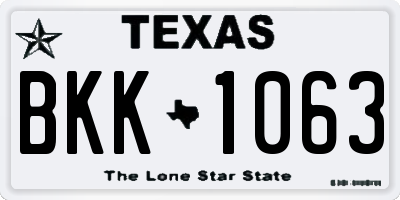 TX license plate BKK1063