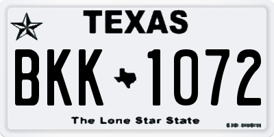 TX license plate BKK1072