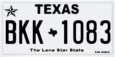 TX license plate BKK1083