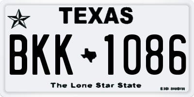 TX license plate BKK1086