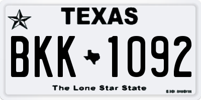 TX license plate BKK1092